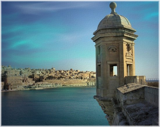 The Il-Gardjola guard tower at the Gardjola Gardens, Senglea, Malta
