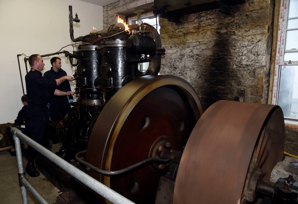 Restored Vickers Petters Model VE2 hot bulb engine at Haulbowline