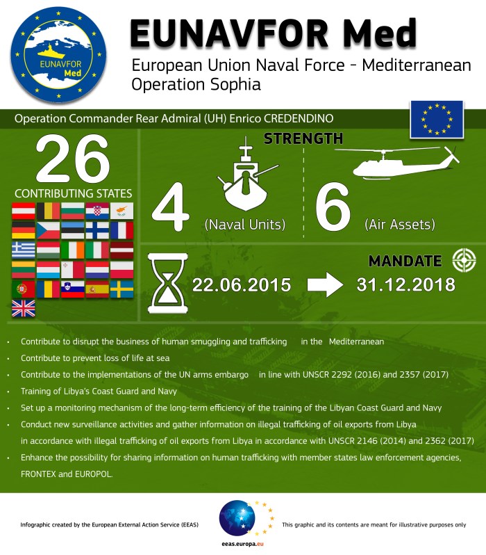 EUNAVFOR Med infographic on force strength, August 2018