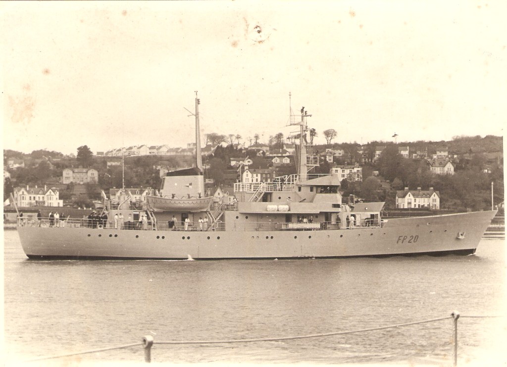 LÉ Deirdre early in her service, still carrying pennant number FR 20 before it became P20